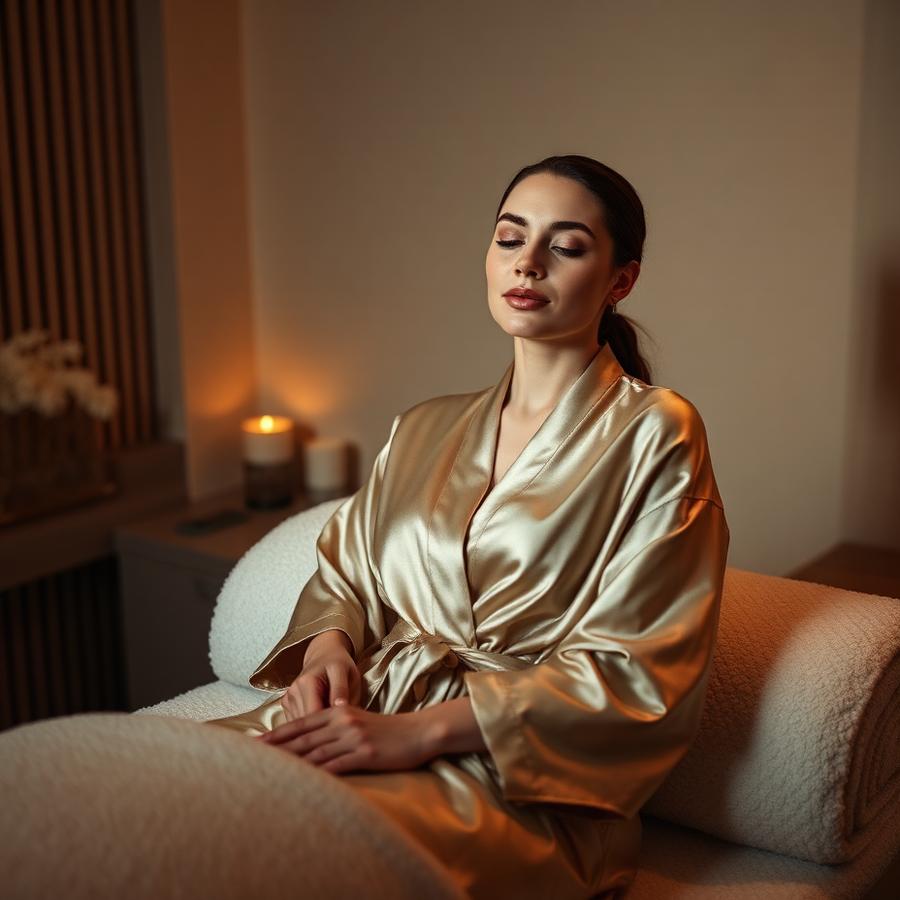 Client in silk robe